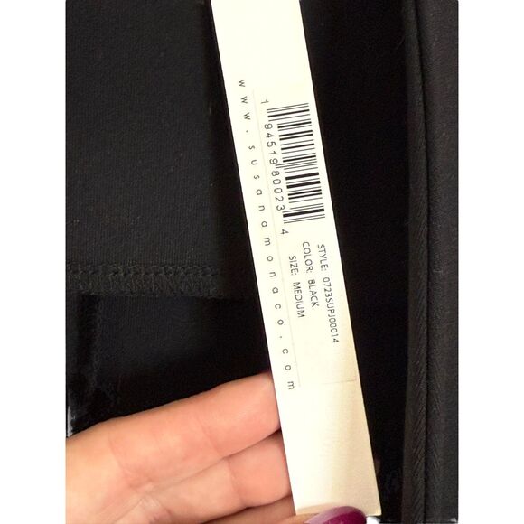 Susana Monaco Black Open Front Stretchy Dress Blazer Size Women’s Medium NWT - Picture 4 of 6